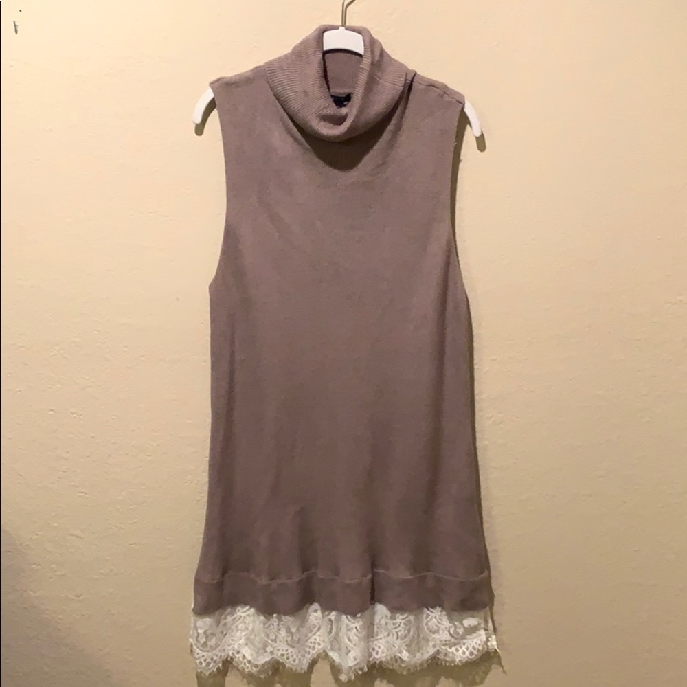 Turtleneck, sleeveless sweater, dress with Lace